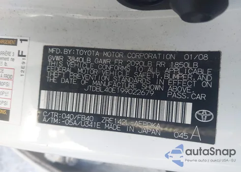 2009 Toyota Corolla Le z USA, uszkodzony, nr VIN JTDBL40E199022679